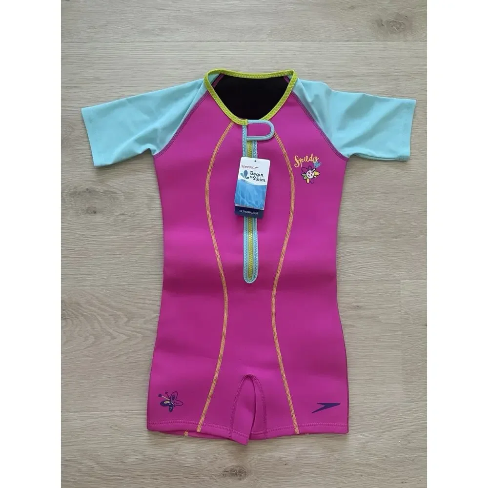 Speedo Kids Neoprene Swimsuit One Piece Girls Size 7-8 UV Thermal Suit NWT
